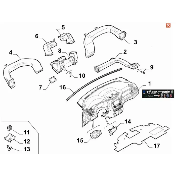 2014 - 2024 Jeep Renegade Torpido / Ön Göğüs 735690845