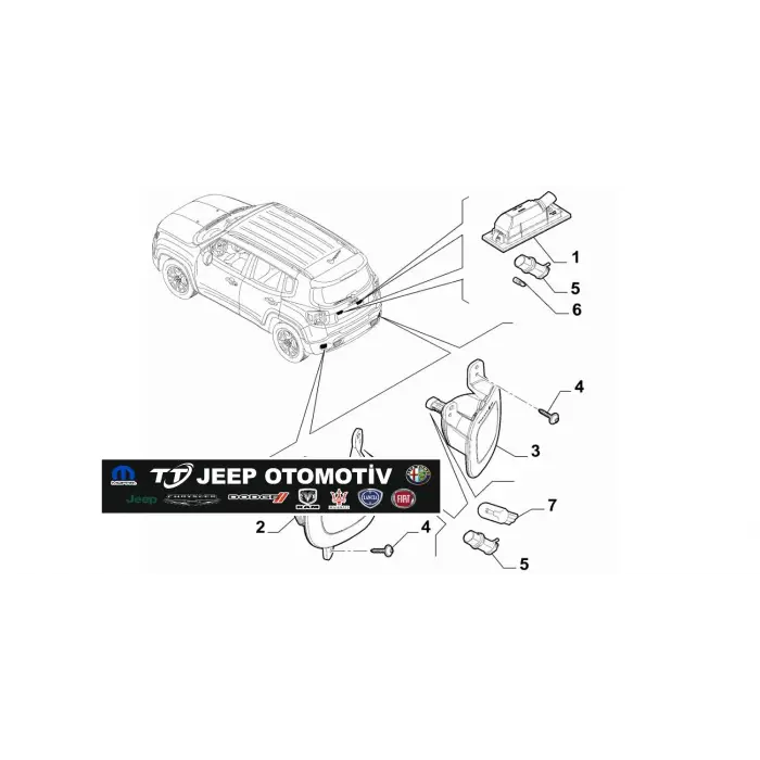 2014-24 Jeep Renegade geri vites lambası 52100272