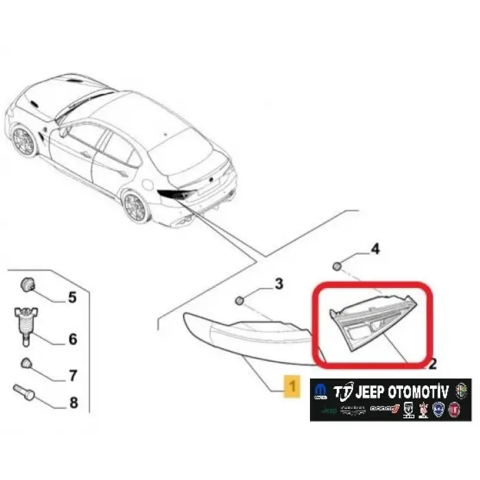 2016 - 2022 Alfa Romeo Giulia Sağ Arka İç Stop 50552387 - 2.El
