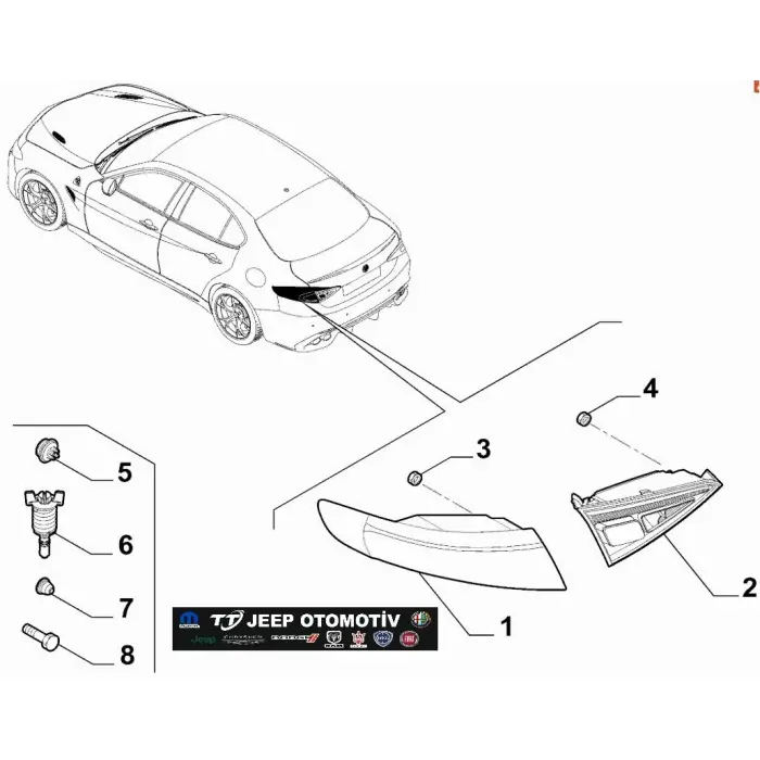 2016 - 2022 Alfa Romeo Giulia Sağ Arka Stop 50548561 - 2.El