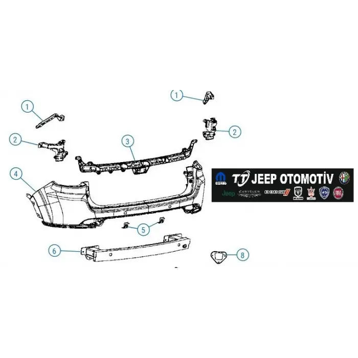 2017 - 2025 Jeep Compass Arka Üst Tampon Orijinal 52157955