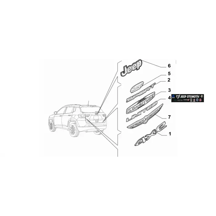 2018 - 2023 Jeep Compass Arka Bagaj Limited Yazısı 51974542
