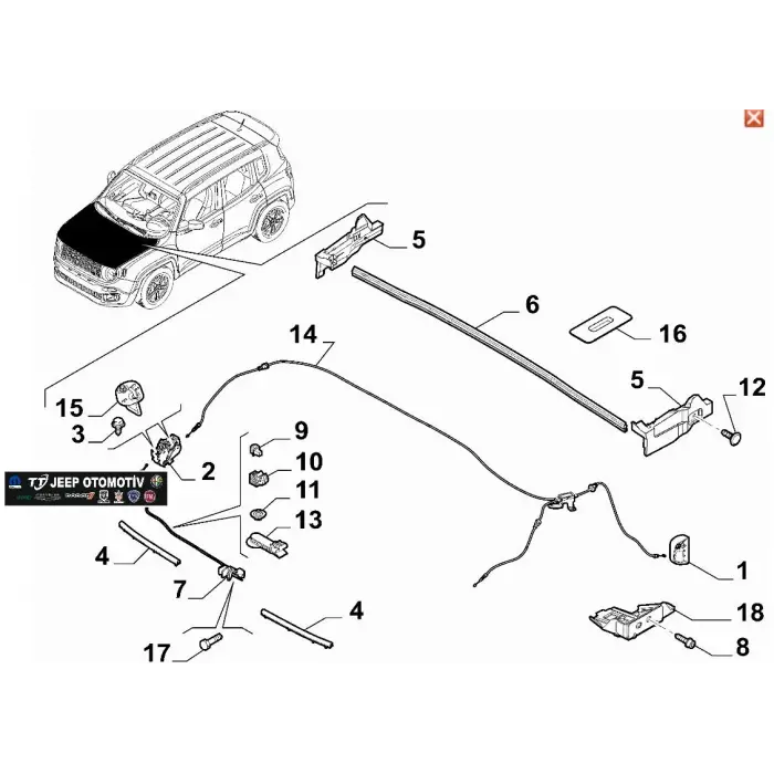 2018 - 2023 Jeep Renegade Kaput Kilidi 52144948