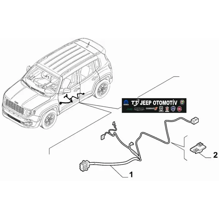 2018 - 2025 Jeep Renegade Sol Ön Kapı Tesisatı 52151545