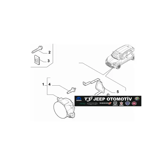 2018-23 Jeep Renegade/Fiat 500X sağ ön sis lambası 52088648