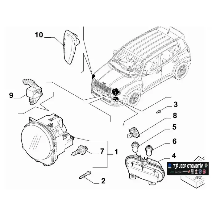 2019 - 2024 Jeep Renegade Sağ Ön Sinyal Lambası 52177770