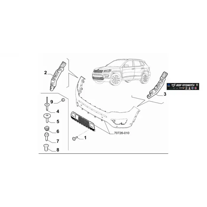 2020 - 2023 Jeep Compass Ön Tampon Braketleri 52182570 52182571