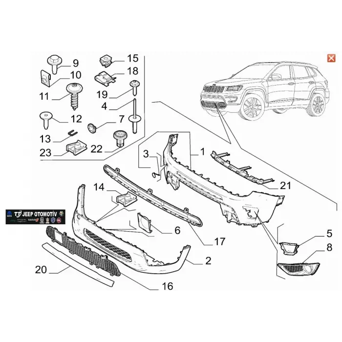 2020 - 2024 Jeep Compass Ön Alt Izgara 735745859