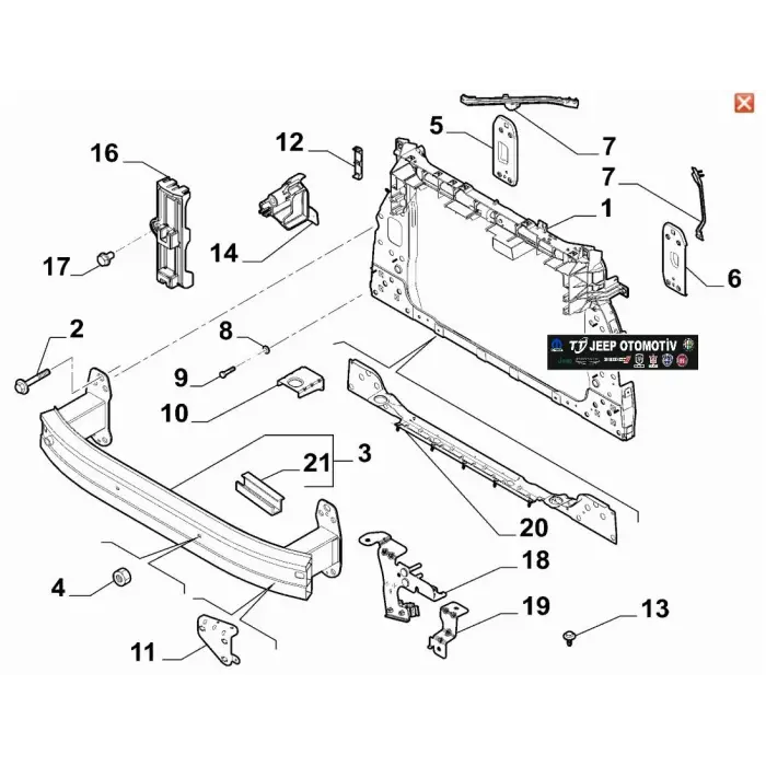 2021 - 2025 Jeep Compass Ön Panel / Radyatör Taşıyıcı 52191870 - 2.El
