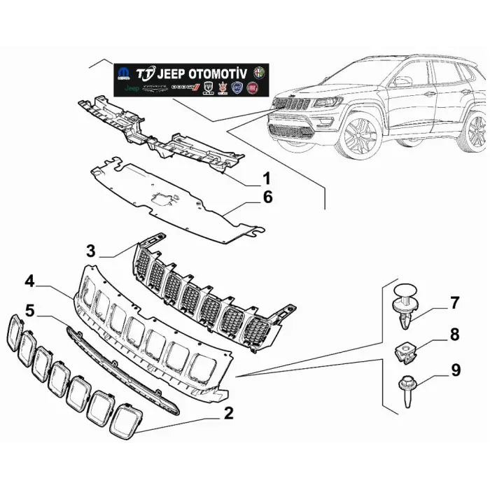 2020 - 2024 Jeep Compass radyatör panjuru 52171463