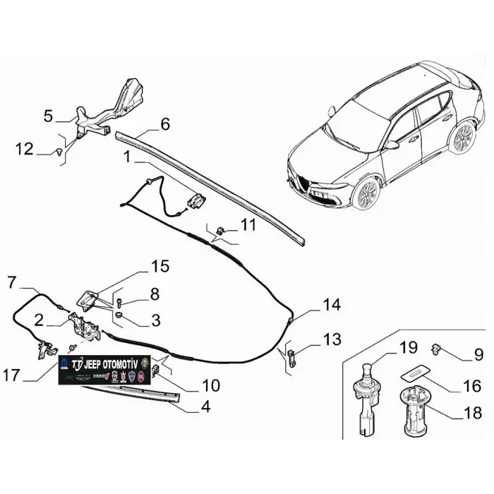 2020 - 2025 Jeep Compass Alfa Romeo Tonale Kaput Kilidi 53431276