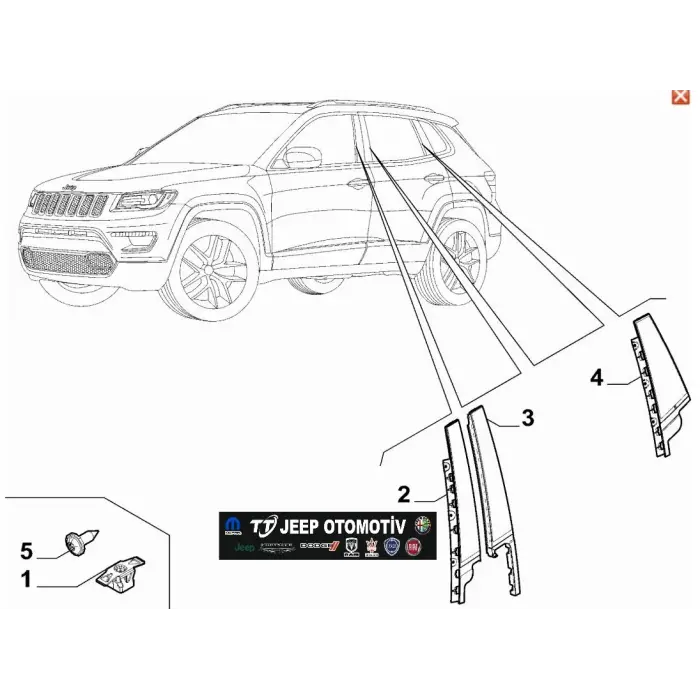 2020 - 2025 Jeep Compass Sol Ön Kapı Kaplaması / Aplik 50165116