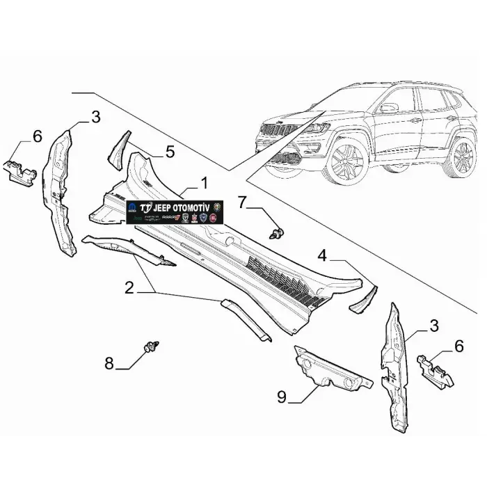 2020 Jeep Compass Silecek Izgarası 735728230 60932904