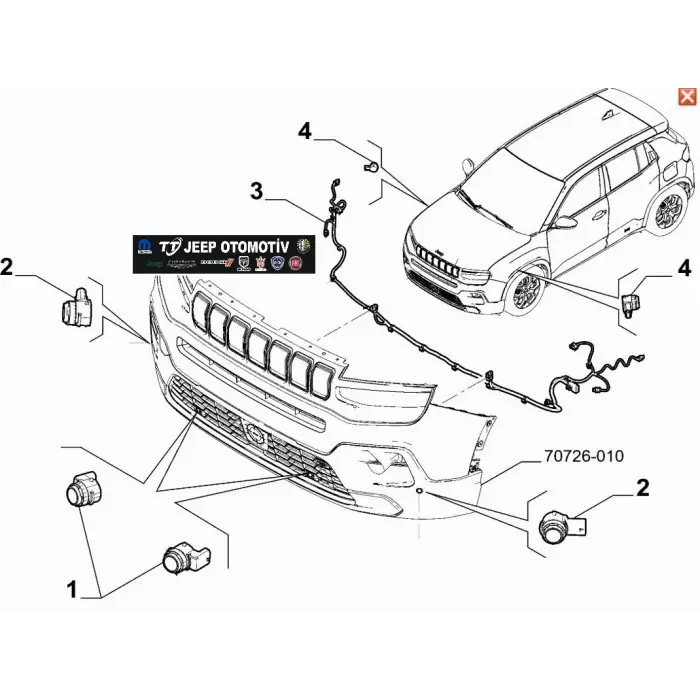 2023 - 2026 Jeep Avenger Ön Park Sensör Tesisatı 52197643
