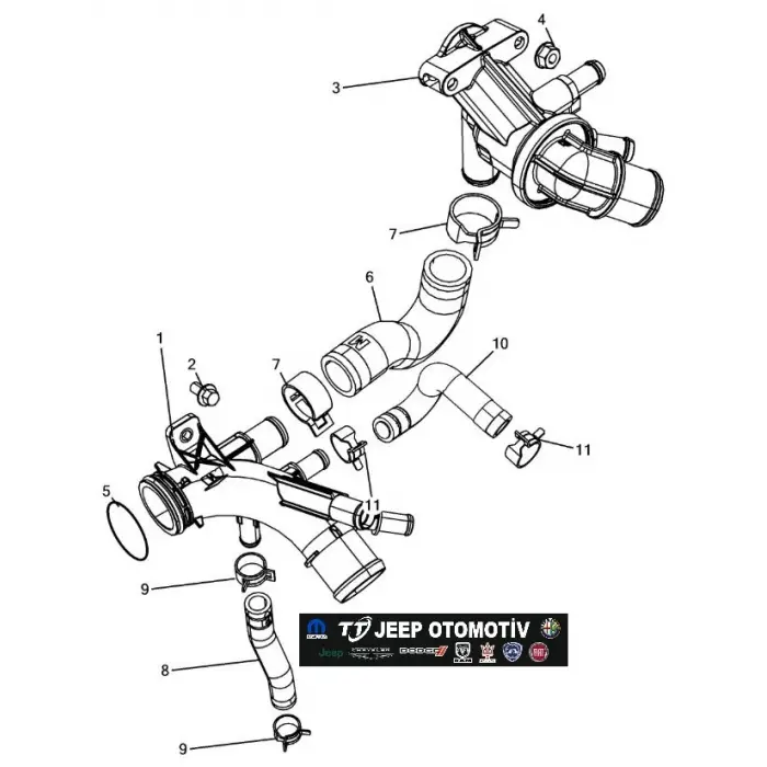 2011-2015 Chrysler / Lancia Voyager Termostat Borusu 68158443AA