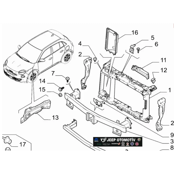 Jeep Avenger / Alfa Romeo Junior Ön Tampon Traversi 9849353180
