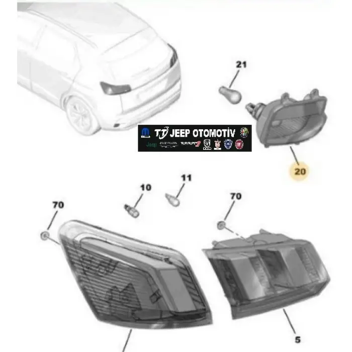 Peugeot 3008 Cıtroen C5 Aircross Sağ Arka Sis Orjinal 9811718380