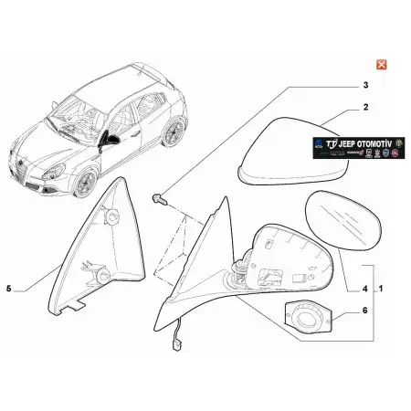 2010 - 2020 Alfa Romeo Giulietta Sağ Dikiz Ayna Kapağı 156091420
