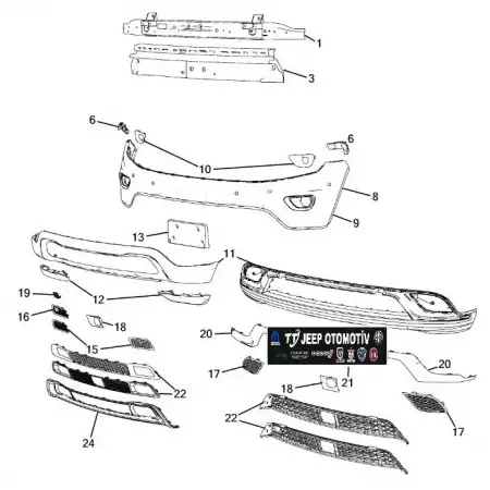 2014 - 2015 Jeep Grand Cherokee ACC Radar Kapak K68143108AB