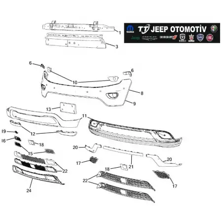 2014 - 2022 Jeep Grand Cherokee (WK) Ön Tampon Demiri 68227140AC