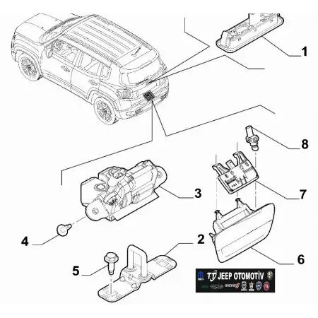2014 - 2022 Jeep Renegade Bagaj Kapağı Tutamağı 735710574