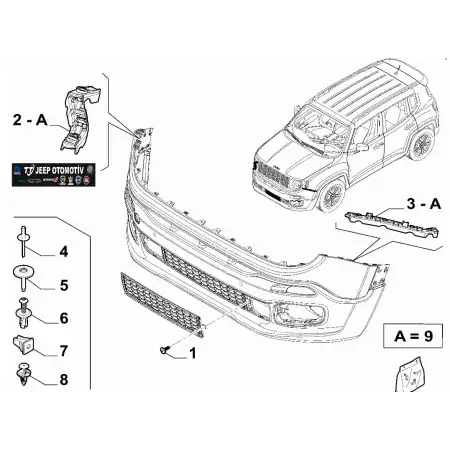 2014-2022 Jeep Renegade Ön Tampon Sağ Bağlantı Braketi 51959994