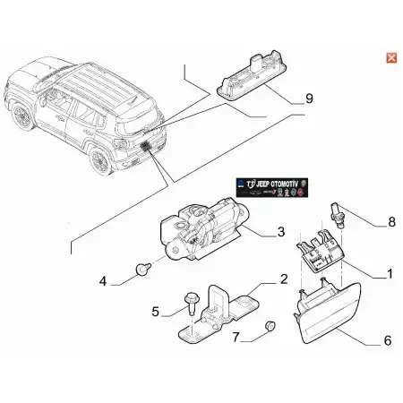 2014 - 2023 Jeep Renegade / Fiat 500X Bagaj Kilidi 52096565
