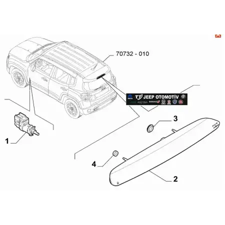 2014 - 2024 Jeep Renegade Arka 3.Stop Lambası 51953596