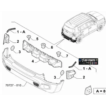 2014-23 Jeep Renegade Arka Tampon Sağ Bağlantı Braketi 51981661