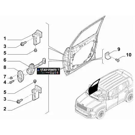 2014-24 Jeep Renegade Fiat 500X Kapı gergi 51953320