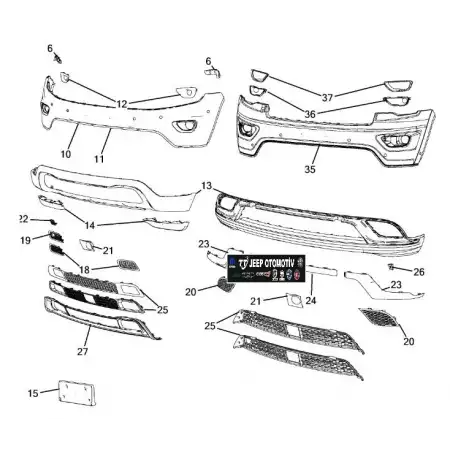 2016 Jeep Grand Cherokee Ön Tampon ACC Radar Kapağı K68265259AA