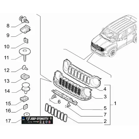 2018-2022 Jeep Renegade Ön Panjur / Izgara Çerçeveleri 735687346