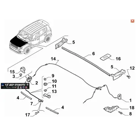 2018 - 2023 Jeep Renegade Kaput Kilidi 52144948