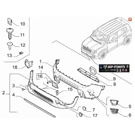 2018 - 2023 Jeep Renegade Ön Tampon Radar Kapağı 735690355