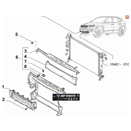2020 - 2021 Jeep Compass Radyatör Davlumbazı 52159624