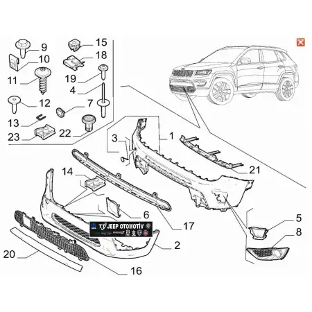 2020 - 2023 Jeep Compass Ön Tampon ACC Radar Kapağı 60943847