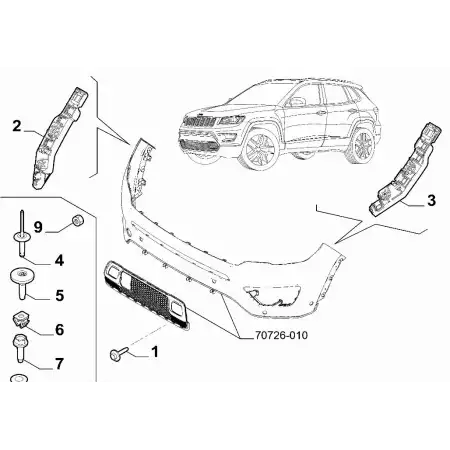 2020 - 2023 Jeep Compass Ön Tampon Bağlantı Braketi 52195916