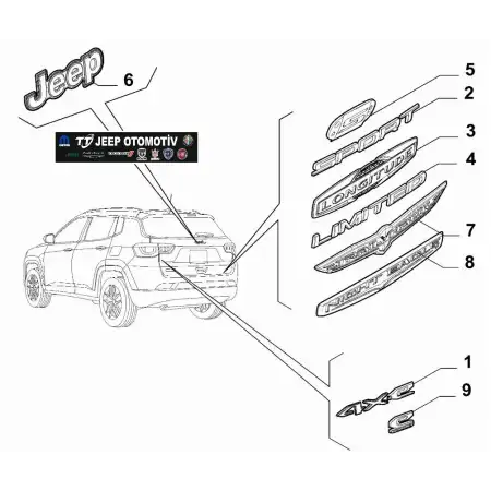 2020 - 2024 Jeep Compass PHEV Bagaj Jeep Yazısı 52170819