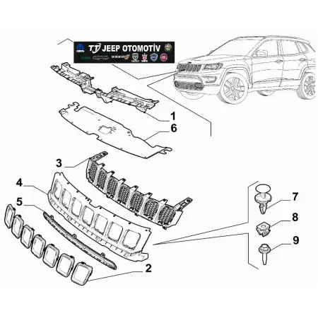 2020 - 2024 Jeep Compass radyatör panjuru 52171463