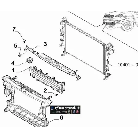 2021-2023 Jeep Compass (MV) Ön Radyatör Davlumbaz 52170869