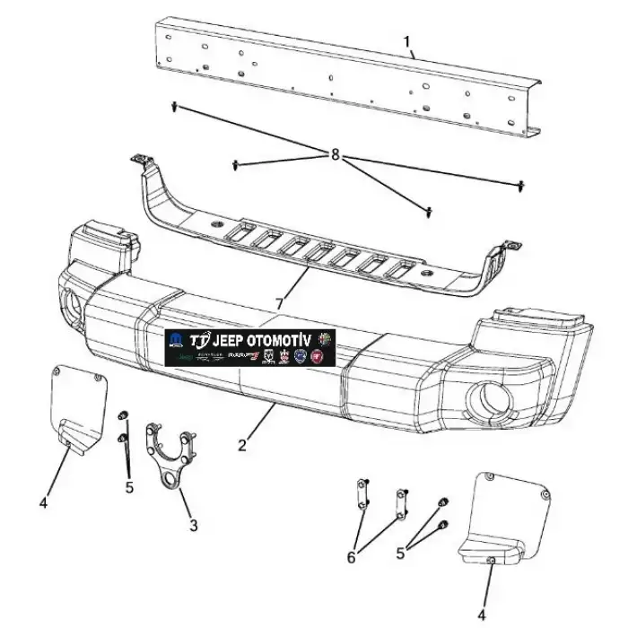 2007-2018 Jeep Wrangler Rubicon Ön Tampon 1FN88RXFAA K1FN88RXFAA