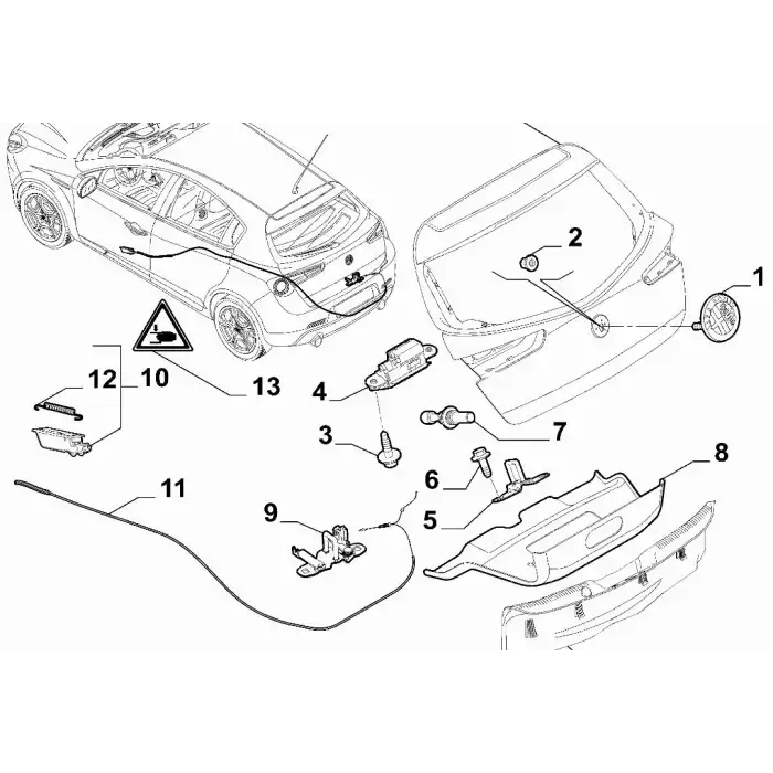 2010 - 2020 Alfa Romeo Giulietta Bagaj Kapağı Kilidi 52161766