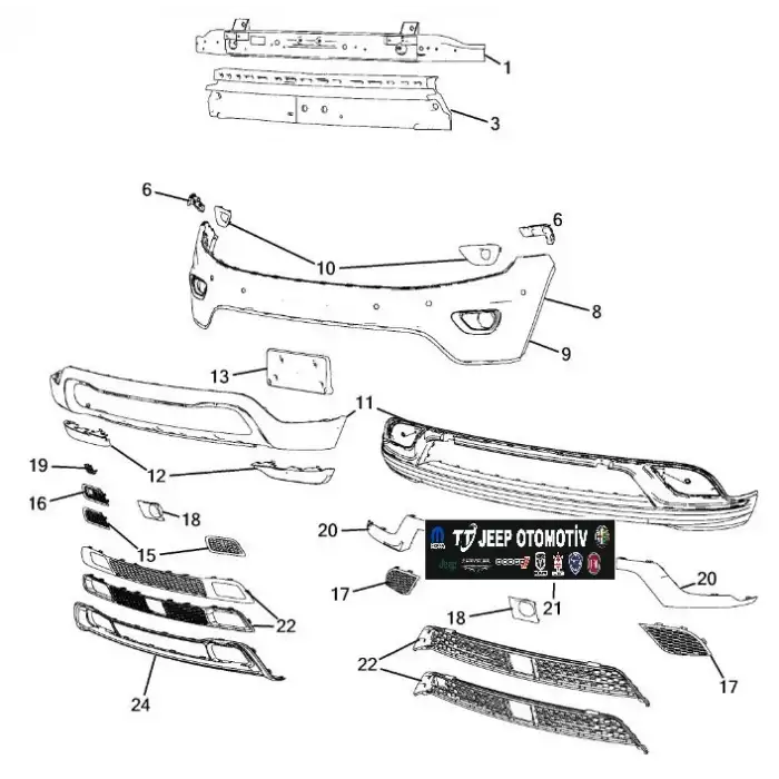 2014 - 2015 Jeep Grand Cherokee ACC Radar Kapak K68143108AB