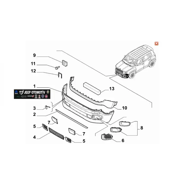2014 - 2018 Jeep Renegade Ön Tampon 735598589
