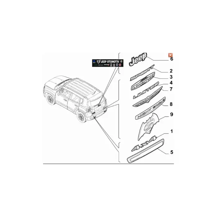 2014-2023 Jeep Renegade Arka Bagaj Jeep Yazısı / Arma 51953600