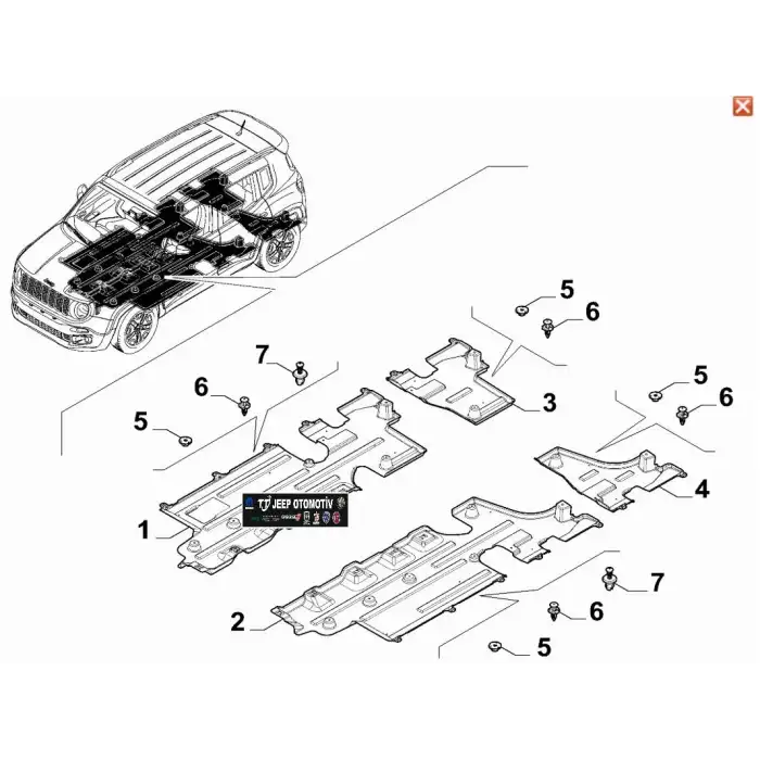 2014 - 2023 Jeep Renegade / Fiat 500X Sağ Alt Muhafaza 52185902