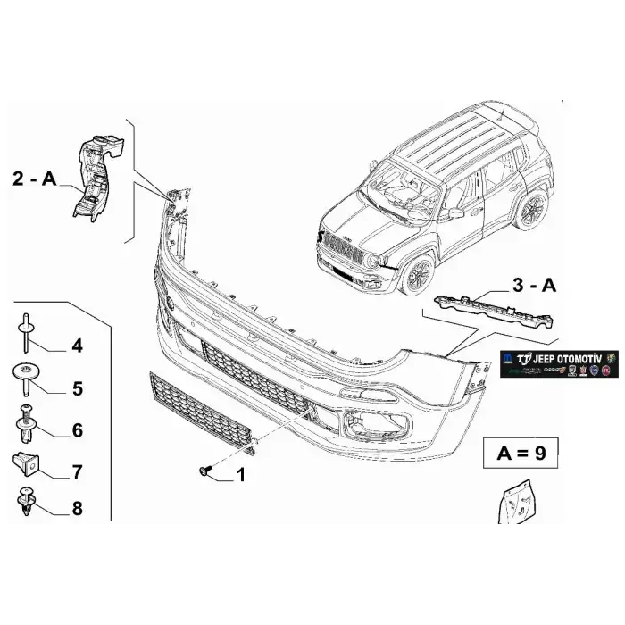 2014-2023 Jeep Renegade Ön tampon Sol Bağlantı Braketi 51959990