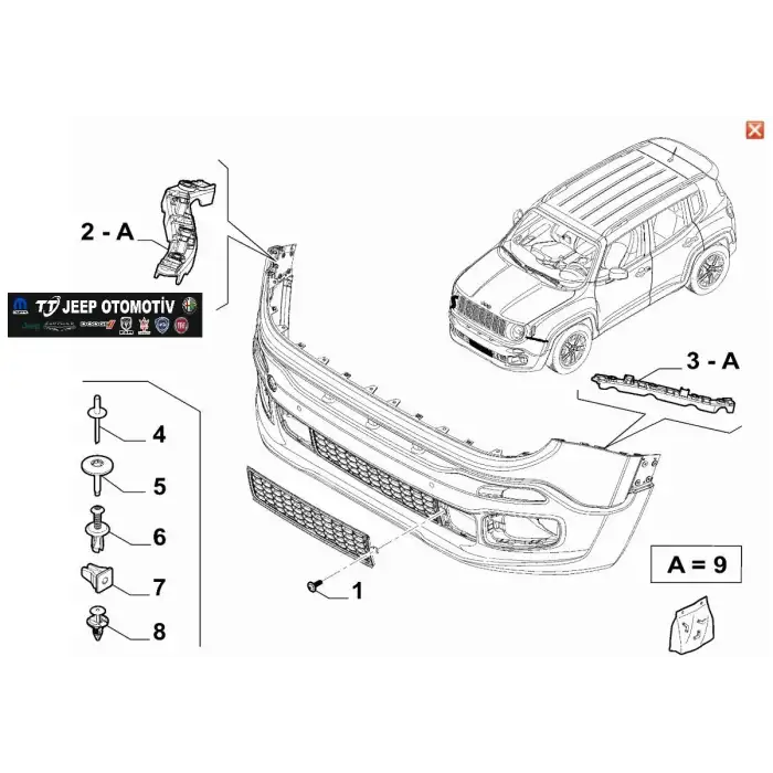 2014-2024 Jeep Renegade Ön Tampon Braketleri 51959990 51959994