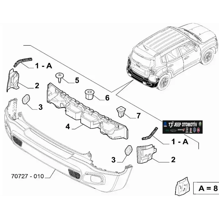 2014-23 Jeep Renegade Arka Tampon Sağ Bağlantı Braketi 51981661