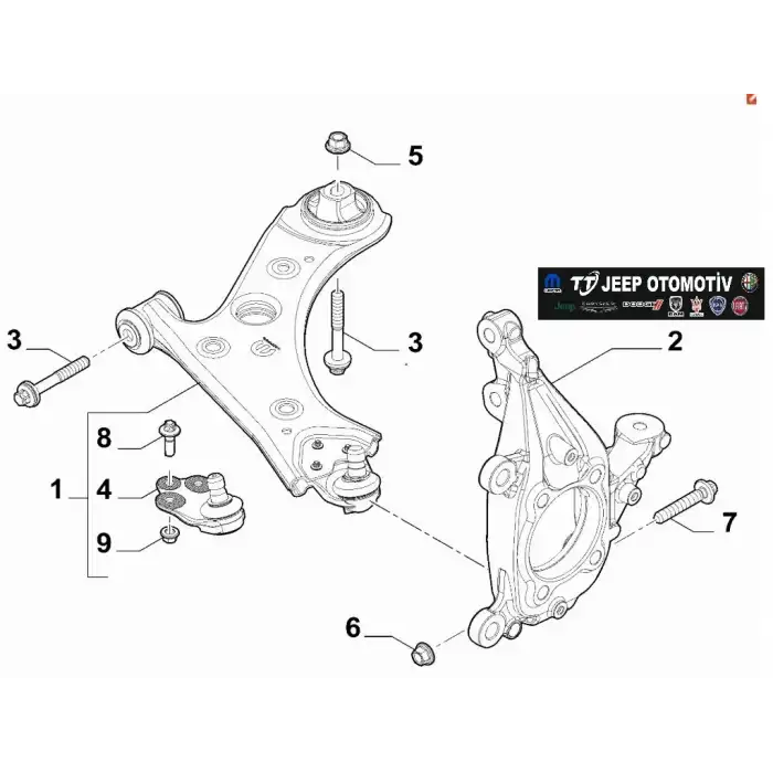 2014-23 Jeep Renegade Compass Fiat 500X Ön Sol Taşıyıcı 52028393